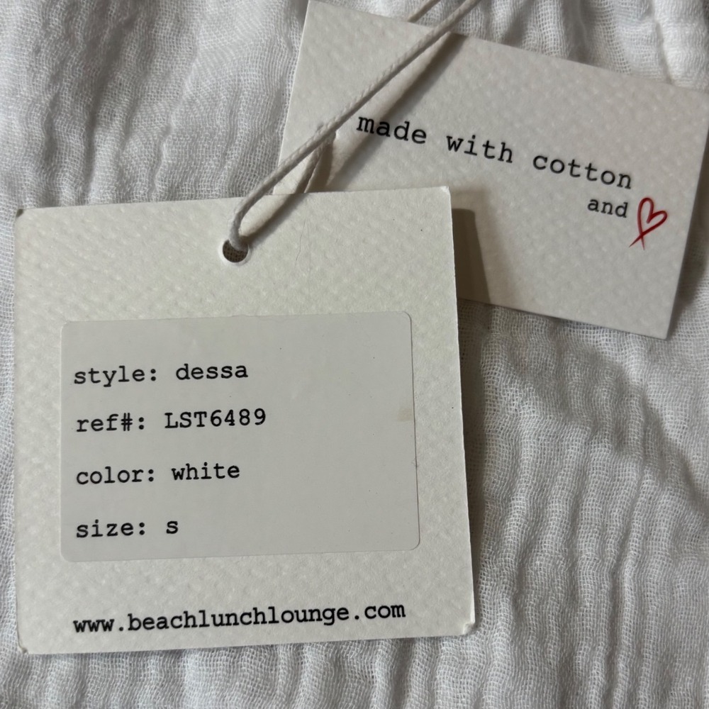 Beachlunchlounge Dessa White Cotton Gauze Eyelet Short Sleeve Top Cottagecore S - Picture 11 of 13